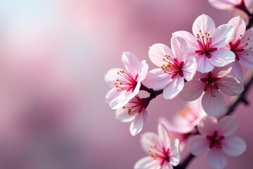 Fototapeta premium Delicate pink cherry blossoms, intricate branch details, nature, pretty, repeat