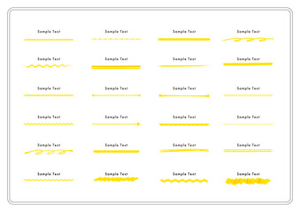 手書きライン素材セット ポイント 黄色