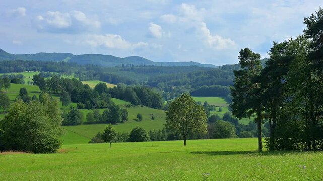 Mittelgebirgslandschaft, Sommer, Maiersbach, Gersfeld, Rh&ouml;n, Hessen, Deutschland, Europa