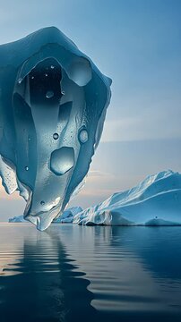 Iceberg Reflection on Tranquil Water at Dusk  