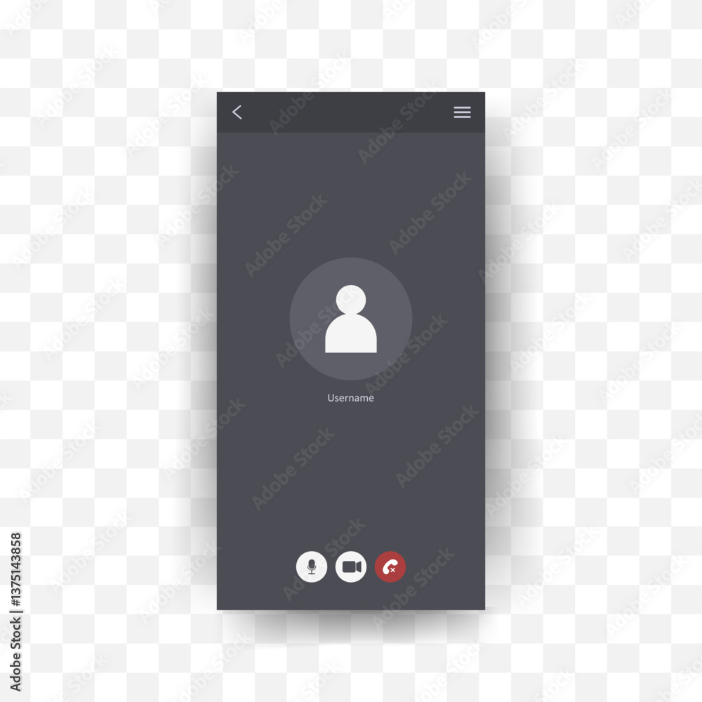 Poster videocall interface template. video conference mockup for mobile application with chat buttons. vect
