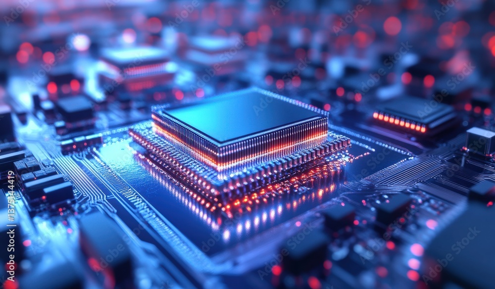 Aufkleber high-tech microprocessor on circuit board