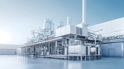 Obraz premium Industrial machines processing grains in a food production facility, grain processing, food production line