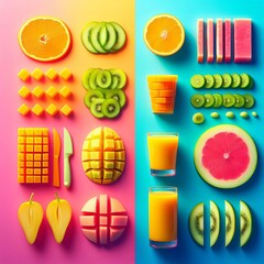 Each described similarly clearly cut sliced cubed juiced or pres