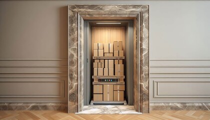 Hidden dumbwaiter A dumbwaiter hidden within a wall providing ve