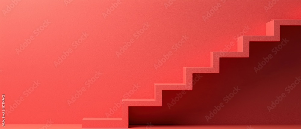 Fototapete 3d rendering of a staircase. the staircase is made up of three steps, each with a different color - 