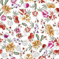 Fototapeta premium seamless floral pattern on white background