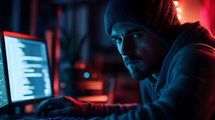 Tech environment hacker's dramatic firewall breach in dark room