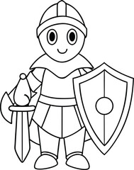 vector illustration of a cartoon knight Coloring page