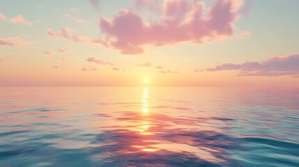 Obraz premium Serene sunrise over tranquil sea coastal landscape nature calm view