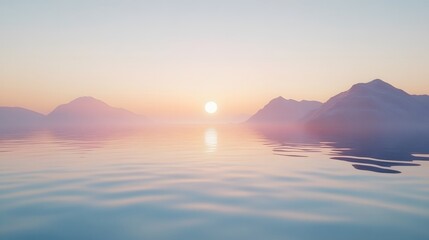 Serene sunrise over tranquil sea coastal landscape nature view