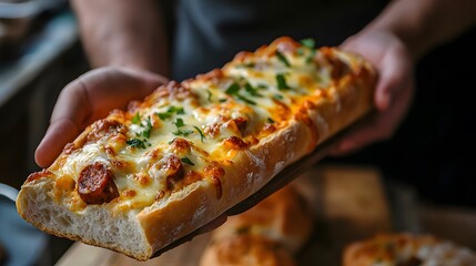 Sizzling sausage bread delight urban street fair food photography