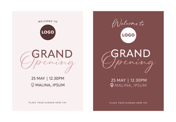 Minimalist Grand Opening Poster Welcome Board Layout Design in Earth Tone.