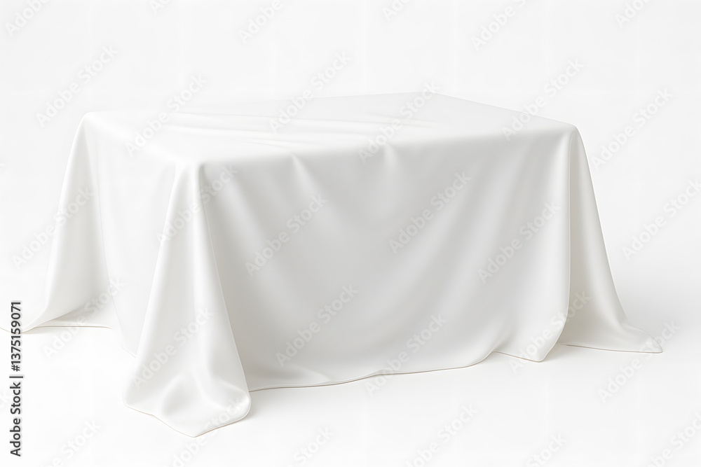 Poster elegant table: an elegant table draped with a pristine white cloth, creating a sense of sophisticati
