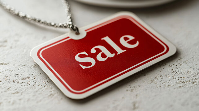 Floating Sale Tag Banner icon with Serif Font on clean Background