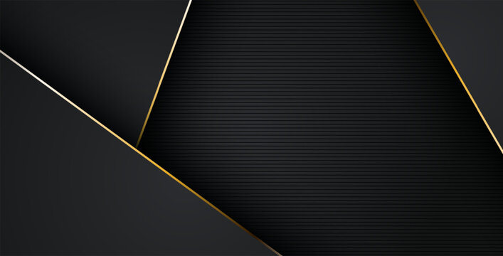 luxurious abstract black gray gold line overlap layers background. eps10 vector