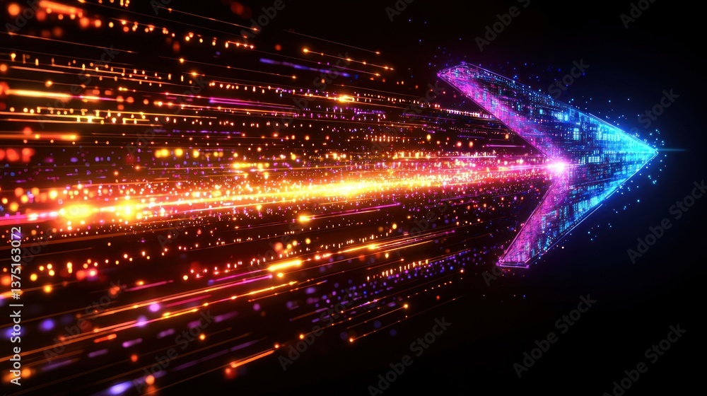 Poster digital arrow: a futuristic representation of data speed and progress