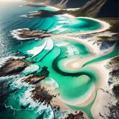 A stunning coastal area with fine snow white sand and emerald tu