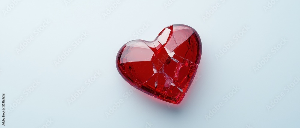 Poster 3d rendering of a heart-shaped object. the heart is made of a shiny, red material and appears to be 