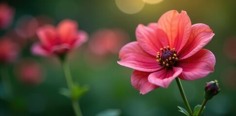 Fototapeta premium A single stem of a long-stemmed flower isolated, detail, garden, petal