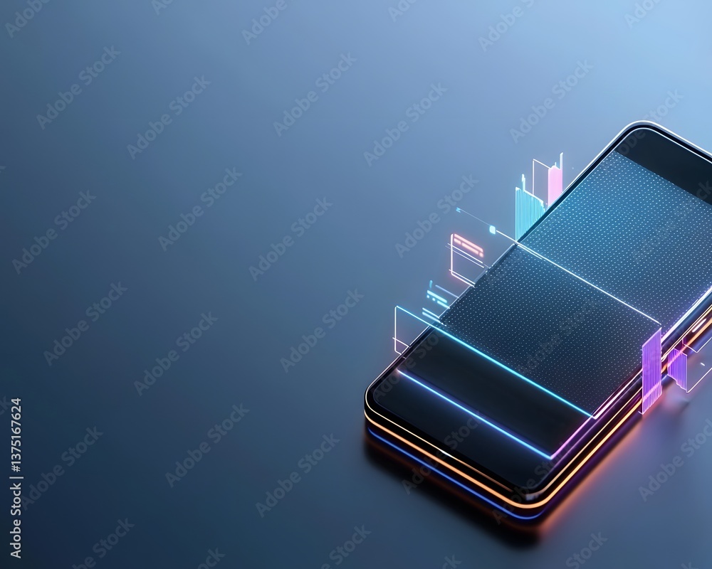 Poster secure digital wallet authentication, futuristic biometric verification, encrypted financial data vi
