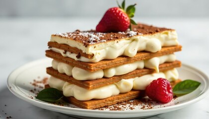 Classic Italian dessert, layered coffee-soaked ladyfingers and mascarpone cream , high-res, tiramisu, delicious