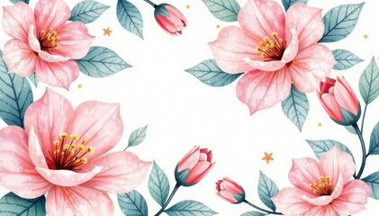 Delicate watercolor floral pattern, soft pastel hues, surface, watercolor