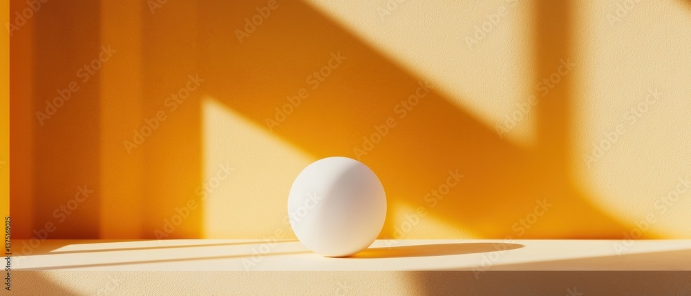 Poster single white egg sitting on a white surface. the egg is in the center of the image and is facing tow