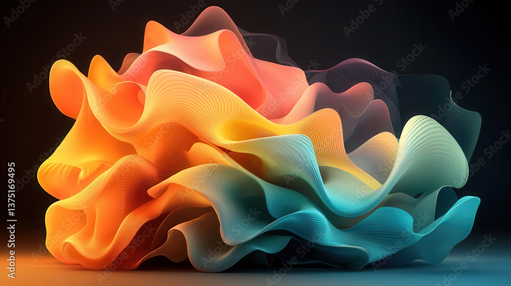 Aufkleber abstract waves with vibrant colors and organic flow create dynamic and artistic composition