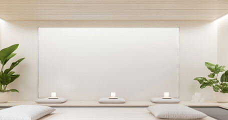 Fototapeta premium Serenity in a calming spa environment with plants and candles for relaxation