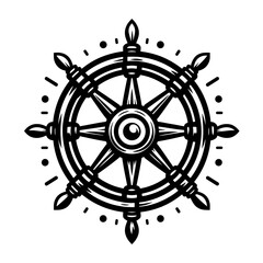 Ship wheel in decorative marine vector design