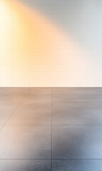 Brightly lit modern interior with light gradient on floor and wall