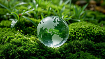 Green Earth Globe with Grass and Water
