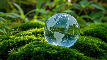 Green Earth Globe with Grass and Water
