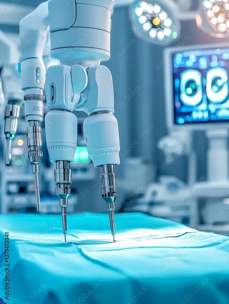 Poster ai driven robotic arms performing high precision cancer removal surgeries advanced medical robotics 