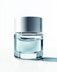 Photography minimalistic and elegant mockup of glass perfume bottle with metallic cap