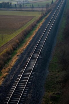 arafed view of a train track with a train passing by
