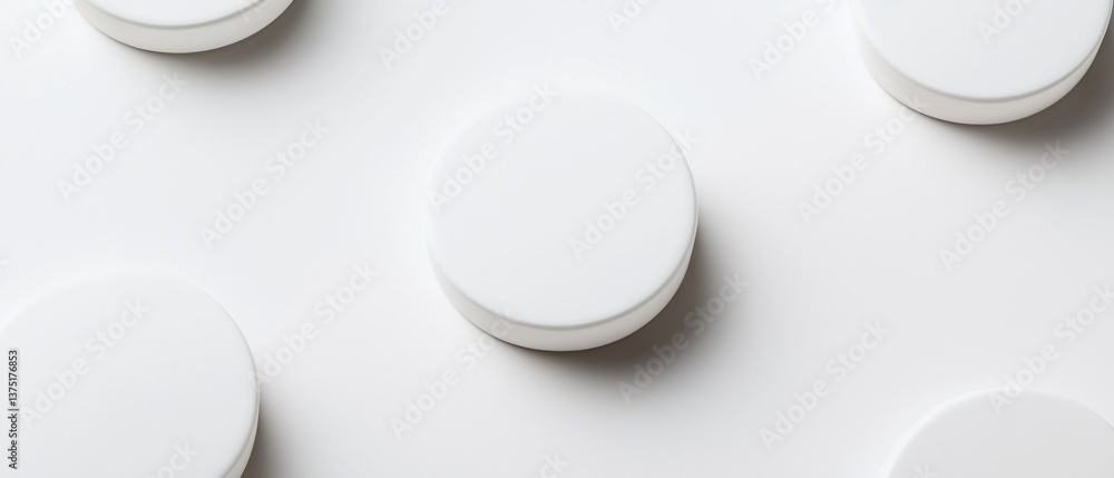 Aufkleber group of six white circular objects arranged in a scattered manner on a plain white background. the 