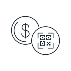 Payment QR code. Vector linear icon isolated on white background.