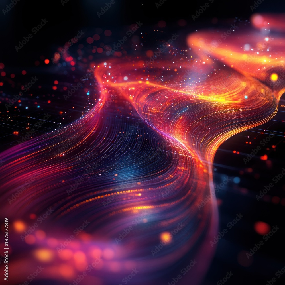 Poster abstract digital wave: a symphony of light and data