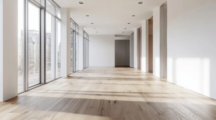 Obraz premium A large, empty room with a lot of windows and a lot of light