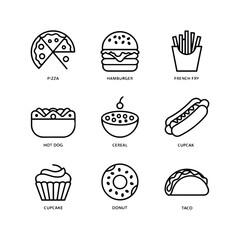 fast food icons set