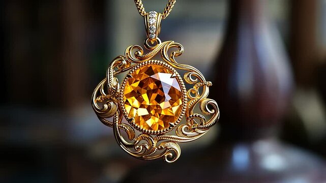 Elegant Yellow Topaz Gold Pendant Necklace