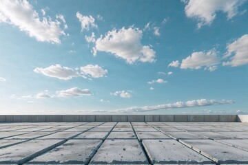 Limitless Concrete Foundation Beneath a Sunny Powder Blue Sky