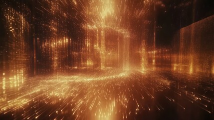 Obraz premium Abstract digital illustration featuring glowing particles in an enclosed space