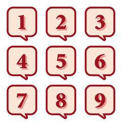 イラスト素材：数字アイコン1～9セット