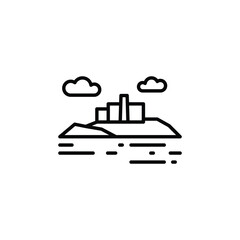 Countryside Landscape icon. Simple icon representing a natural outdoor scene with trees and a path, ideal for social media, app, and web design. Vector illustration