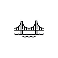 Bridge icon. Simple line art illustration of a famous bridge over water, inspired by Venice iconic architecture. Perfect for cultural themes related to Italy. Vector illustration