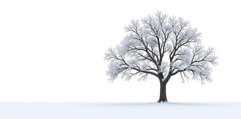 Obraz premium Isolated tree branches on a snowy white background, solitude, tree
