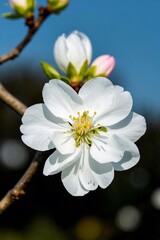 Fototapeta premium there is a white flower that is on a tree branch